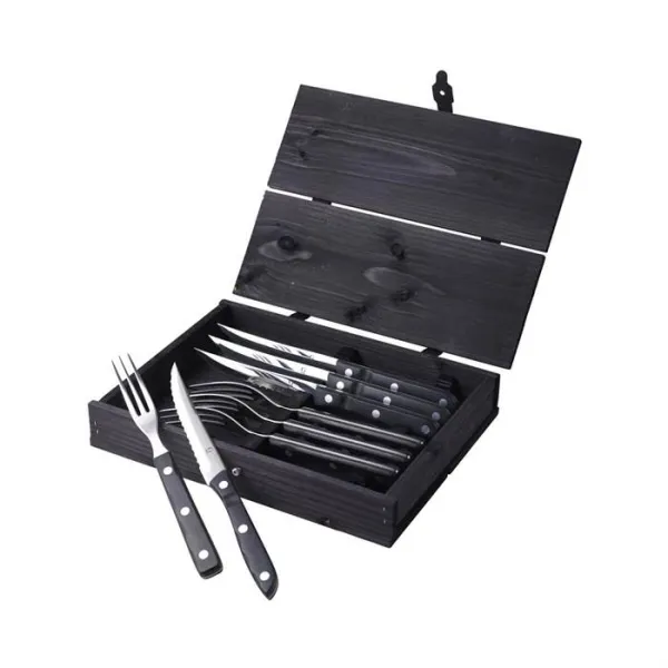 Gense Old farmer steak-/grillbestik 8 dele - Sort/stål